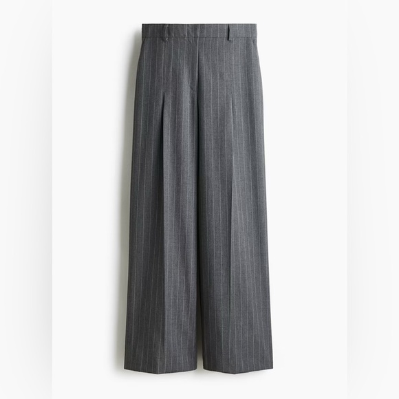 H&M gray Pinstripe dress Trousers pockets size XL NWT - Picture 1 of 9